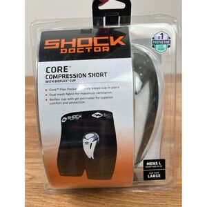 Shock Doctor Core Compression Short with Bioflex Cup Mens Large 34-36 Black NEW